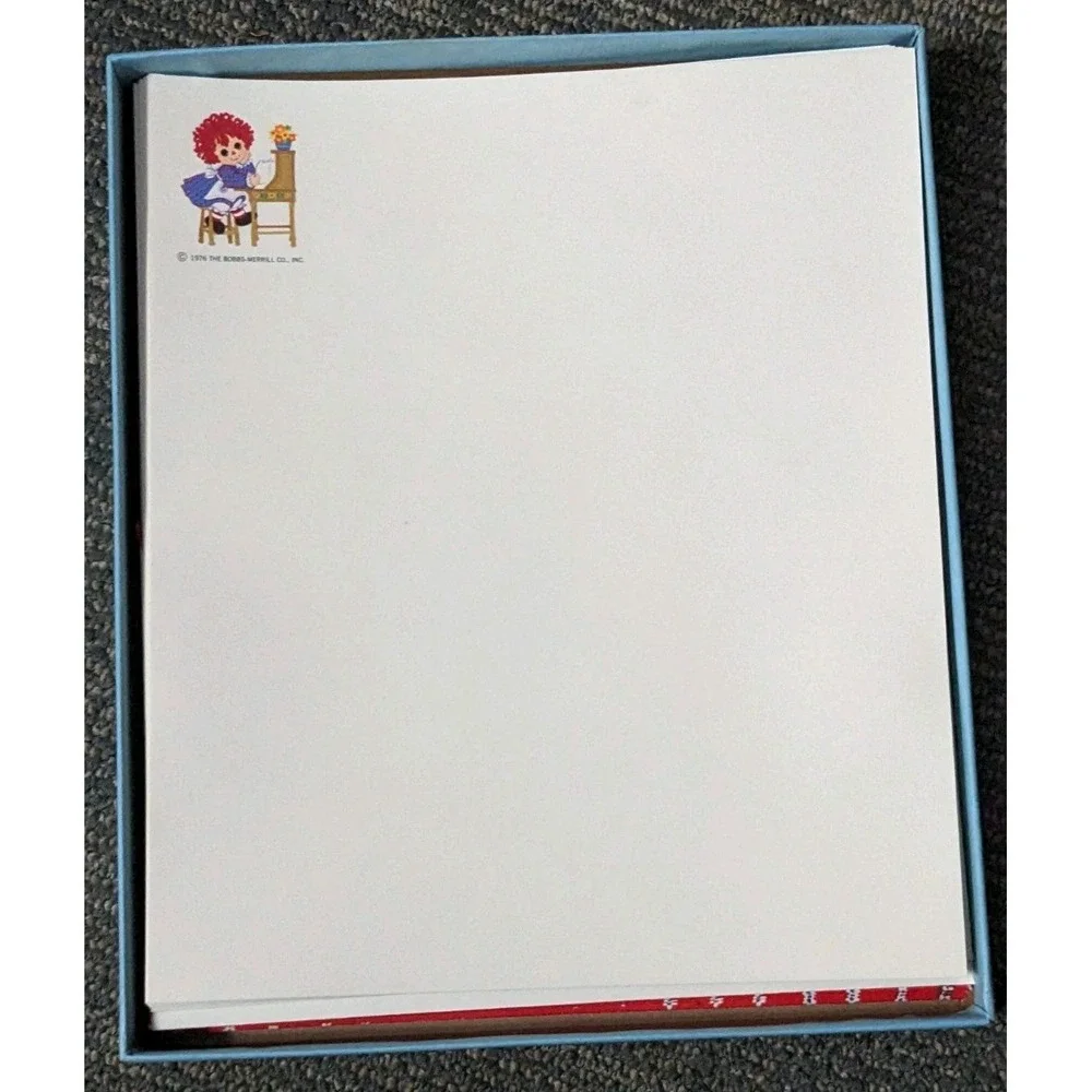Vtg 1976 Raggedy Ann Stationery Set by Hallmark Bobbs- Merrill Paper Envelopes